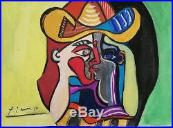 Signed Original, cubist found vintage Pablo Picasso painting ART drawing signed