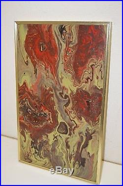 Signed Vintage Abstract Mid Century Modern Style 1978 Original Painting on Board