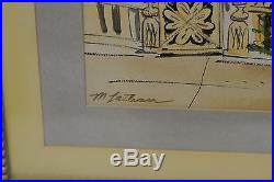 Signed Vintage Bay Bridge Home Watercolor Painting in Vintage Style Frame