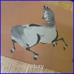 Signed Vintage Chinese Horse Painting Asian Japanese Influence Framed