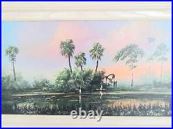 Signed Vintage Florida Highwaymen Painting Robert R. L. Lewis Florida Wetlands