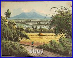 Signed vintage gouache painting landscape