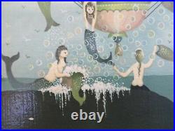 Sirens Hand Laundry Painting Canvas Print Mermaid Whale Hot Air Balloon R Cahoon
