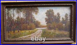 Stockinger. Antique Oil Vintage Landscape Trees Luminous Vintage Painting Signed