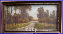 Stockinger. Antique Oil Vintage Landscape Trees Luminous Vintage Painting Signed