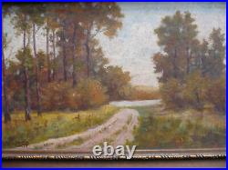 Stockinger. Antique Oil Vintage Landscape Trees Luminous Vintage Painting Signed