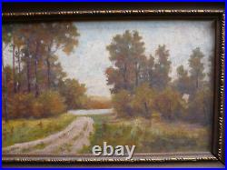 Stockinger. Antique Oil Vintage Landscape Trees Luminous Vintage Painting Signed