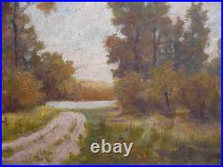 Stockinger. Antique Oil Vintage Landscape Trees Luminous Vintage Painting Signed