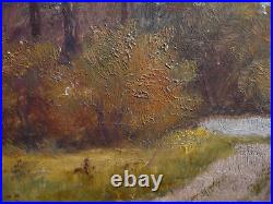 Stockinger. Antique Oil Vintage Landscape Trees Luminous Vintage Painting Signed