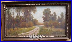 Stockinger. Antique Oil Vintage Landscape Trees Luminous Vintage Painting Signed