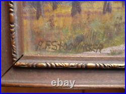 Stockinger. Antique Oil Vintage Landscape Trees Luminous Vintage Painting Signed
