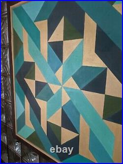 Striking 36 Large Vintage 1982 mcm Abstract Op Art Geometric Painting-J Kilguss