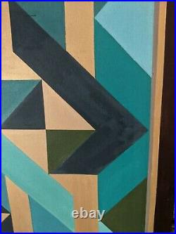 Striking 36 Large Vintage 1982 mcm Abstract Op Art Geometric Painting-J Kilguss