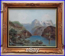 Stunning Estate Found Vintage Signed Steeves River & Mountains Oil Painting