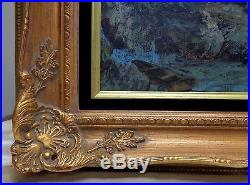 Stunning Estate Found Vintage Signed Steeves River & Mountains Oil Painting