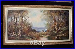 Stunning Impressionist Signed Oil Canvas Woodland Landscape Realism Vtg Painting