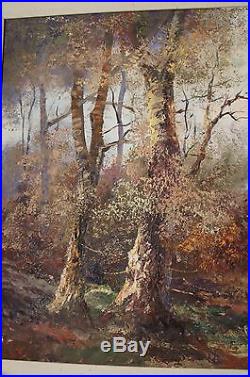 Stunning Impressionist Signed Oil Canvas Woodland Landscape Realism Vtg Painting