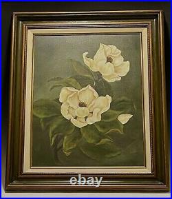 Stunning Original Oil On Canvas Still Life Magnolia Signed and Framed