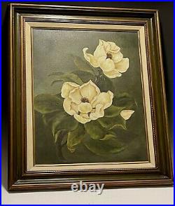 Stunning Original Oil On Canvas Still Life Magnolia Signed and Framed