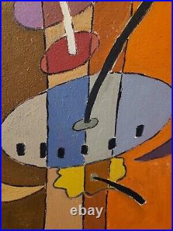 Stunning Vintage Abstract Painting Oil On Canvas Signed Callegari 90