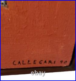 Stunning Vintage Abstract Painting Oil On Canvas Signed Callegari 90