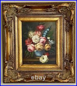 Stunning Vintage Original Oil On Media Still a Life Painting Signed & Framed