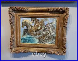 Surrealist Signed Armando Morales Vintage Mythological Sea God Neptune Painting