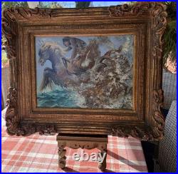 Surrealist Signed Armando Morales Vintage Mythological Sea God Neptune Painting