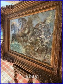 Surrealist Signed Armando Morales Vintage Mythological Sea God Neptune Painting
