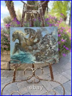 Surrealist Signed Armando Morales Vintage Mythological Sea God Neptune Painting