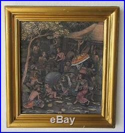 Susila Vintage MID Century Bali Ubud Tribal Villagers Nude Modernism Painting