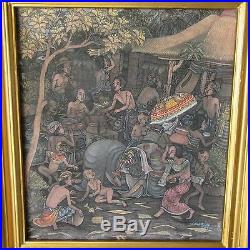 Susila Vintage MID Century Bali Ubud Tribal Villagers Nude Modernism Painting