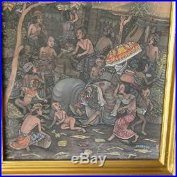 Susila Vintage MID Century Bali Ubud Tribal Villagers Nude Modernism Painting