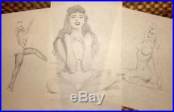 TED WITHERS ORIGINAL Marilyn Monroe 50s PIN-UP Nude DRAWING Vintage Pinup Legs