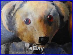 Teddy Bears Original Oil Painting On Canvas Vintage Signed UK Artist Framed 46cm