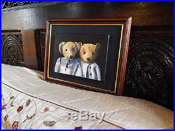 Teddy Bears Original Oil Painting On Canvas Vintage Signed UK Artist Framed 46cm