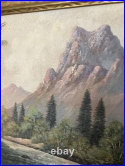 Tex Moore Western Mountain Landscape Oil Painting 24x16 Signed Vintage Framed