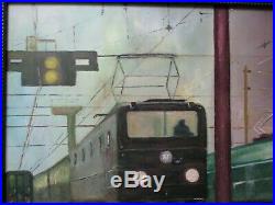 Thomas Old Railroad Station Painting Urban MID Century Train Night Vintage Mod