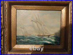 Timeless Treasures Vintage Sea And Ship Painting Signed