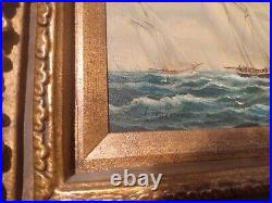 Timeless Treasures Vintage Sea And Ship Painting Signed