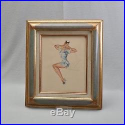 Tolle Vintage Zeichnung, sign. K. Trzewik, PinUp Girl, wohl 40er/50er Jahre