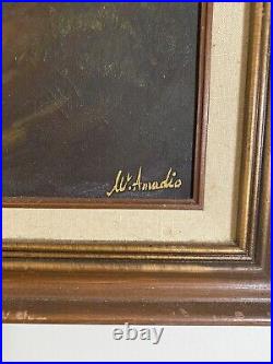 Trio Of Little Raccoons In A Tree By Amadio Signed Original Vtg Painting READ