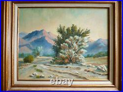 Troy Palmer, Vintage Desert Oil Landscape Calif California Plein Air Smoke Tree