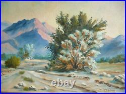 Troy Palmer, Vintage Desert Oil Landscape Calif California Plein Air Smoke Tree