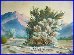 Troy Palmer, Vintage Desert Oil Landscape Calif California Plein Air Smoke Tree