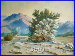 Troy Palmer, Vintage Desert Oil Landscape Calif California Plein Air Smoke Tree