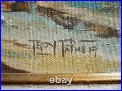 Troy Palmer, Vintage Desert Oil Landscape Calif California Plein Air Smoke Tree