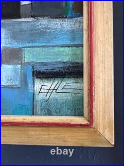 Two Mid Century Modern Style Abstract Paintings In Vintage Frames By Ehle