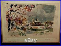 UNIQUE! VINTAGE ORIGINAL Signed Gregoire WithC Notre Dame Paris, France, Cityscape