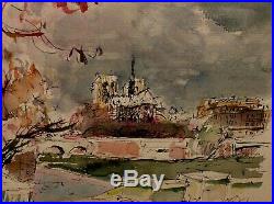 UNIQUE! VINTAGE ORIGINAL Signed Gregoire WithC Notre Dame Paris, France, Cityscape